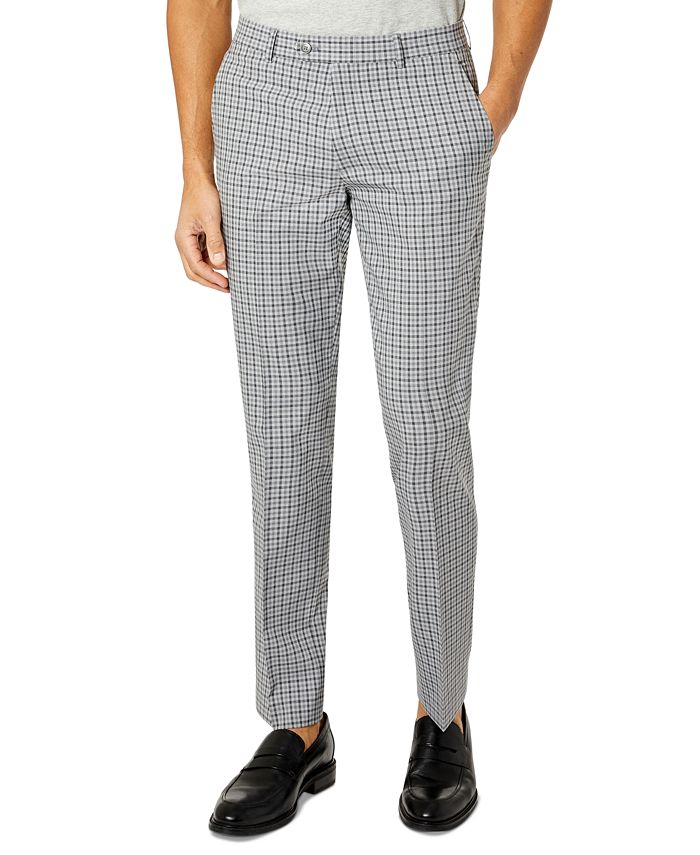 Grey check slim fit trousers sales