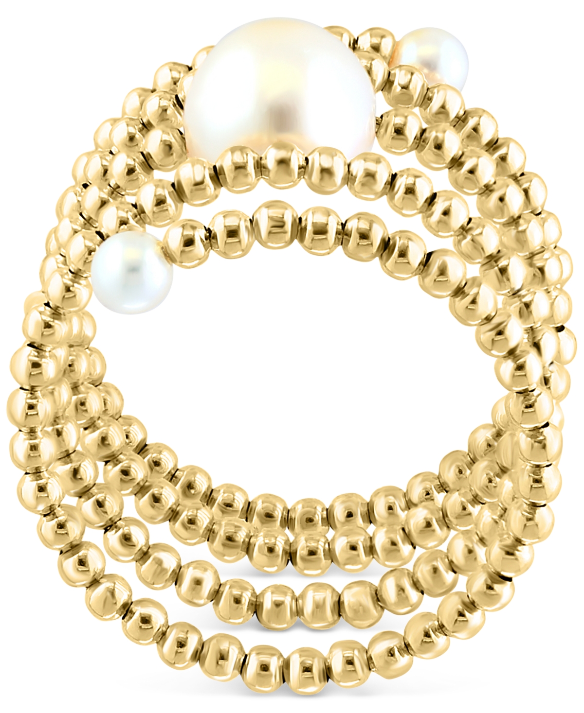 Effy Cultured Freshwater Pearl (3 - 3-1/2mm & 8 - 8-1/2mm) Beaded Coil Ring in 14k Gold