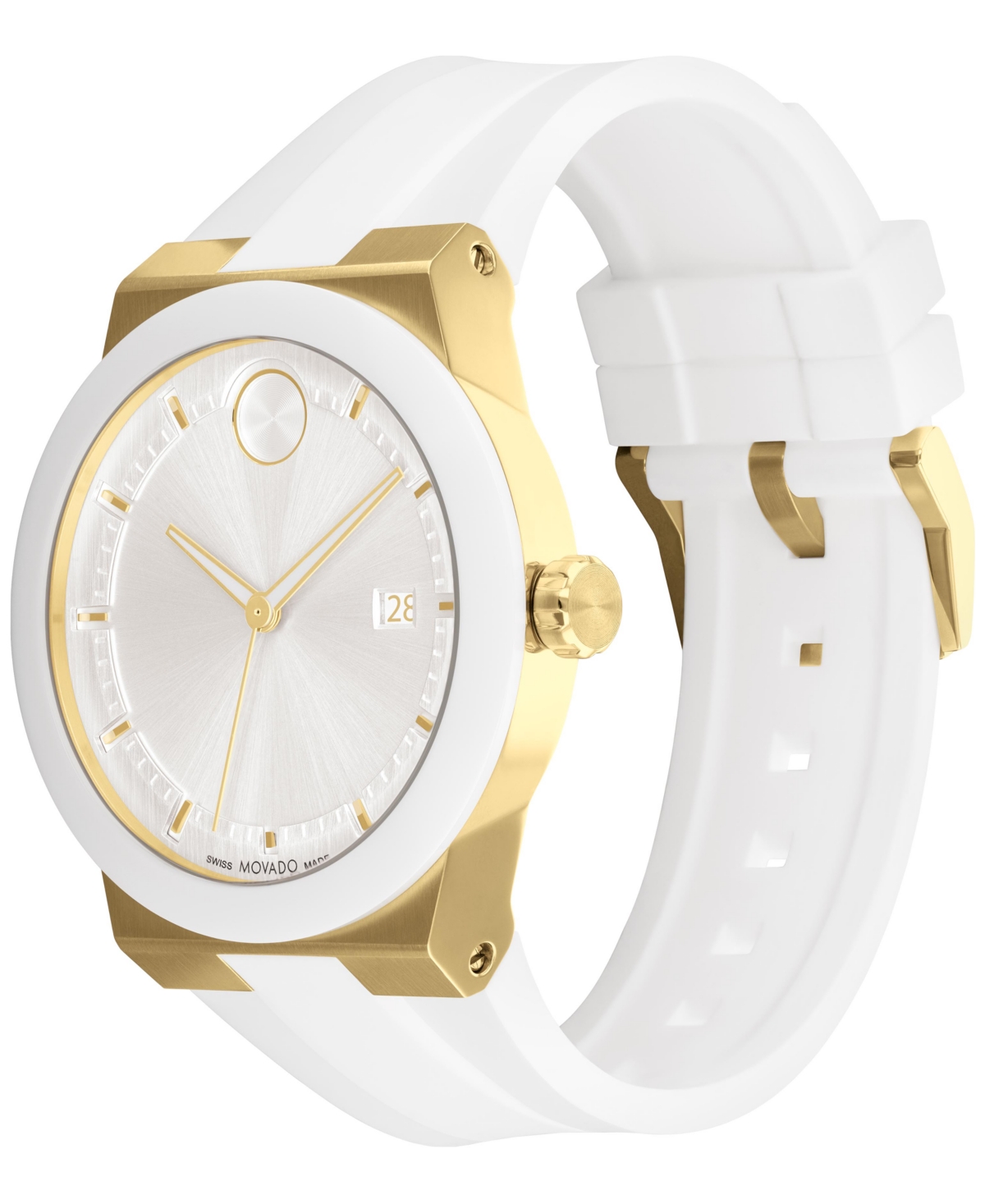 Shop Movado Men's Swiss Bold Fusion White Silicone Strap Watch 42mm In Two Tone