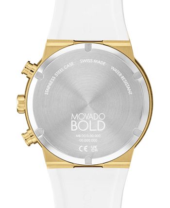Movado - Men's Swiss Chronograph Bold Fusion White Silicone Strap Watch 44mm