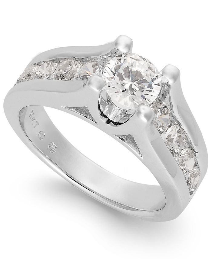 Diamond Channel-Set Engagement Ring (2 Ct. t.w.) in 14K White Gold - White Gold