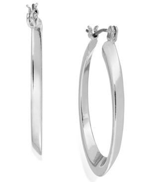 image of Charter Club Silver-Tone Concave Oval Hoop Earrings