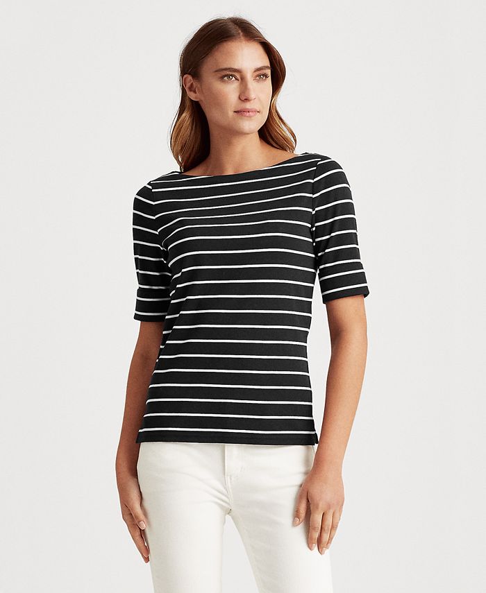 Stripe Accent Monogram T-Shirt - Women - Ready-to-Wear