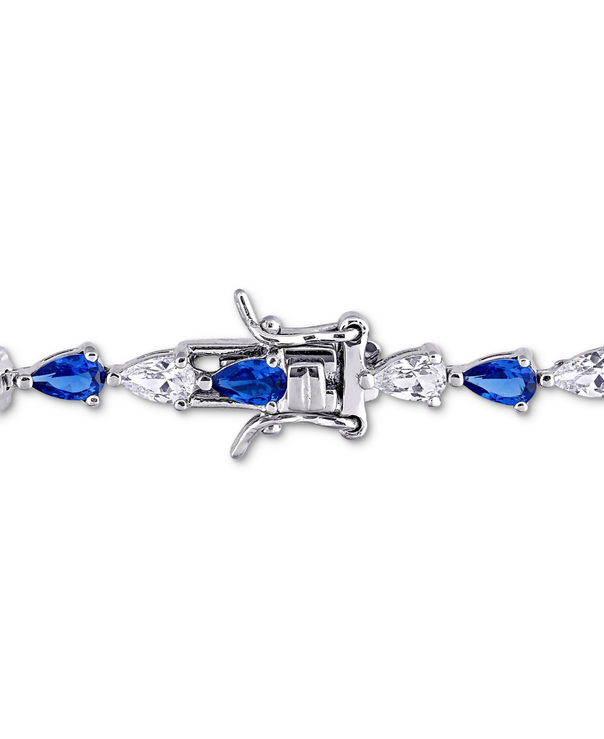 Lab-Grown Blue(5-1/4 ct. t.w.) & Lab-Grown White(5-1/4 ct. t.w.) Link Bracelet in Sterling Silver - Sapphire