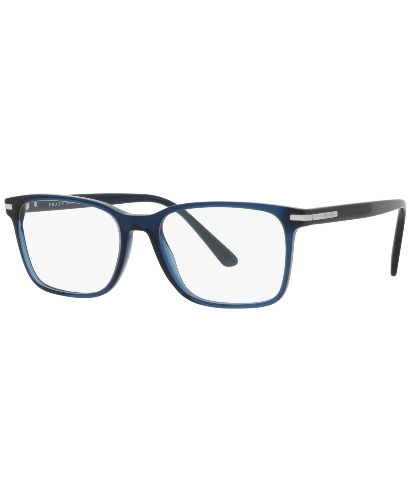 Мужские очки PRADA Man Rectangle Plastic PR 14WV Eyeglasses, цвет: Синий прозрачный — фото 1