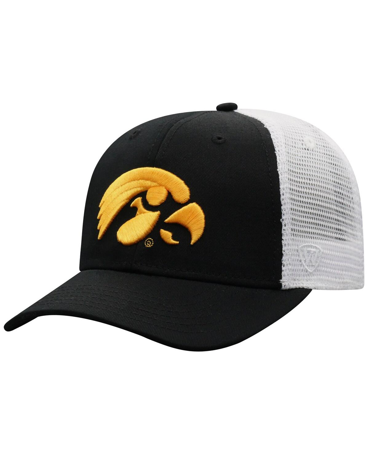 Top Of The World Men's  Black, White Iowa Hawkeyes Trucker Snapback Hat In Black,white