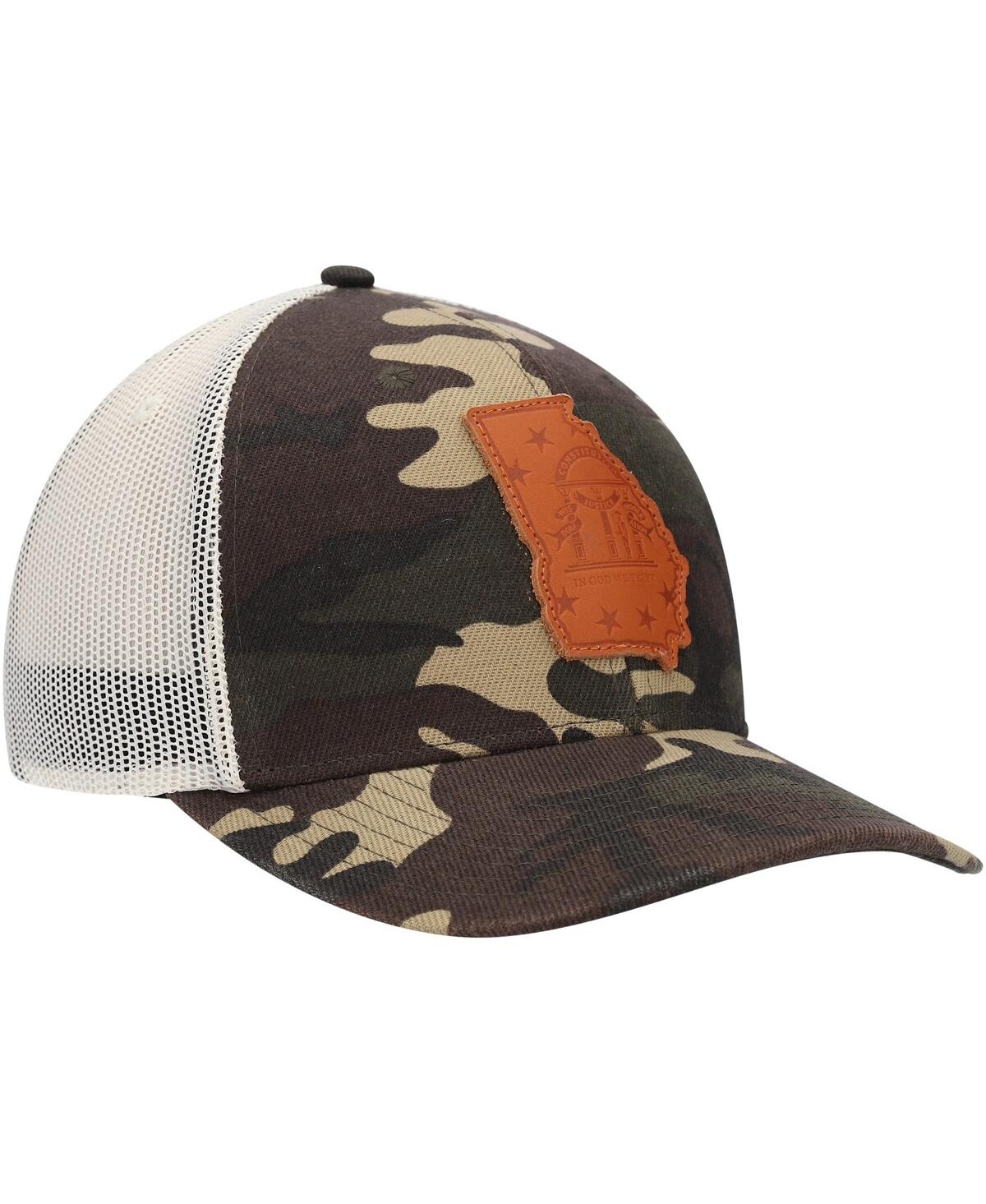 Shop Local Crowns Men's  Camo Georgia Icon Woodland State Patch Trucker Snapback Hat
