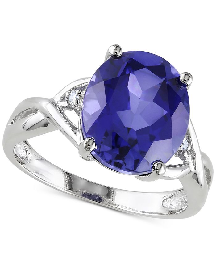 Macy's sapphire top diamond ring