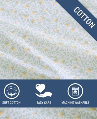 Crane Flower Cool Zone Cotton Percale 4 Piece Sheet Set, King