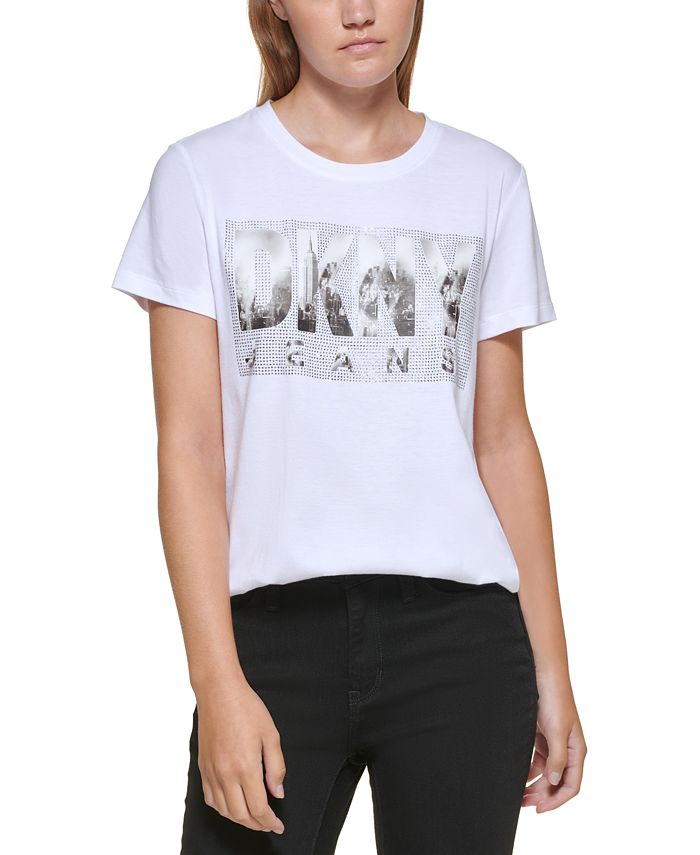 DKNY Jeans Women's Embellished Logo T-Shirt - Macy's