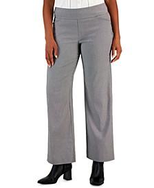Petite Houndstooth-Print Pull-On Wide-Leg Pants, Created for Macy's