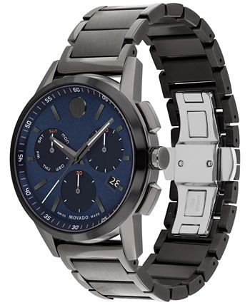 Movado - Men's Swiss Chronograph Museum Sport Gray PVD Stainless Steel Bracelet Watch 43mm