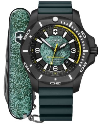 Victorinox - Men's I.N.O.X. Professional Diver Blue Green Rubber Strap Watch 45mm Gift Set