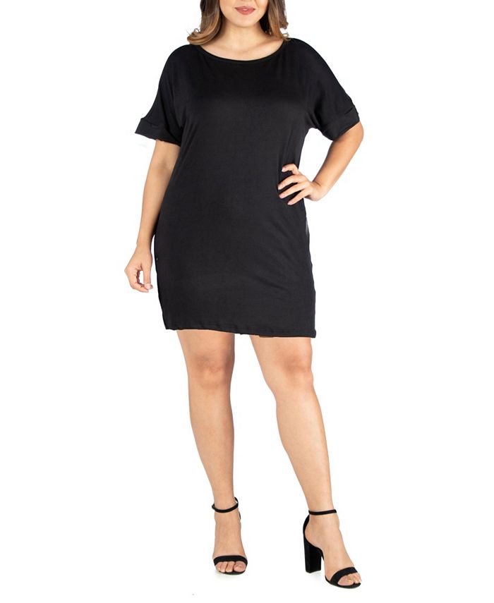 24seven Comfort Apparel Loose Fit T-Shirt Dress with V-Neck - Macy's