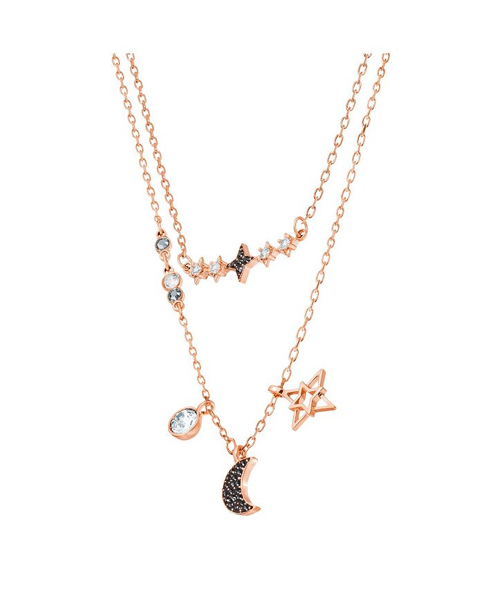 Swarovski Symbolic 2-Pieces Moon and Star Rose Gold Tone Plated ...