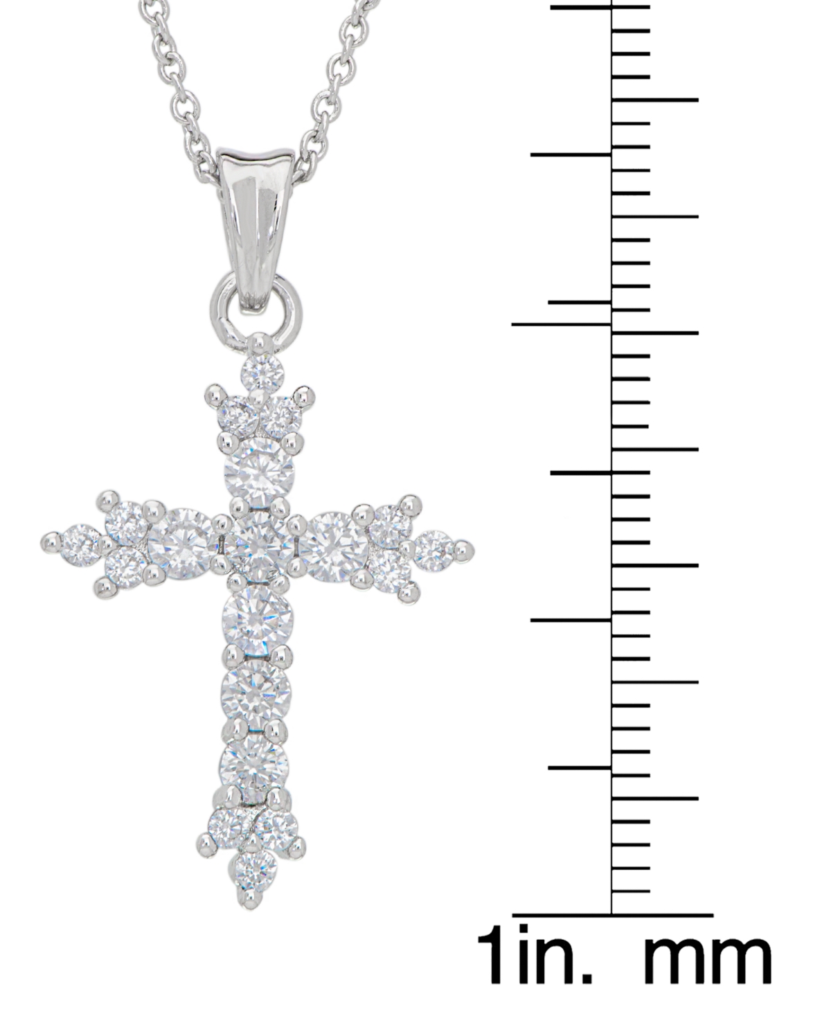 Women's FineCubic Zirconia Cross Pendant Necklace - Silver Plated