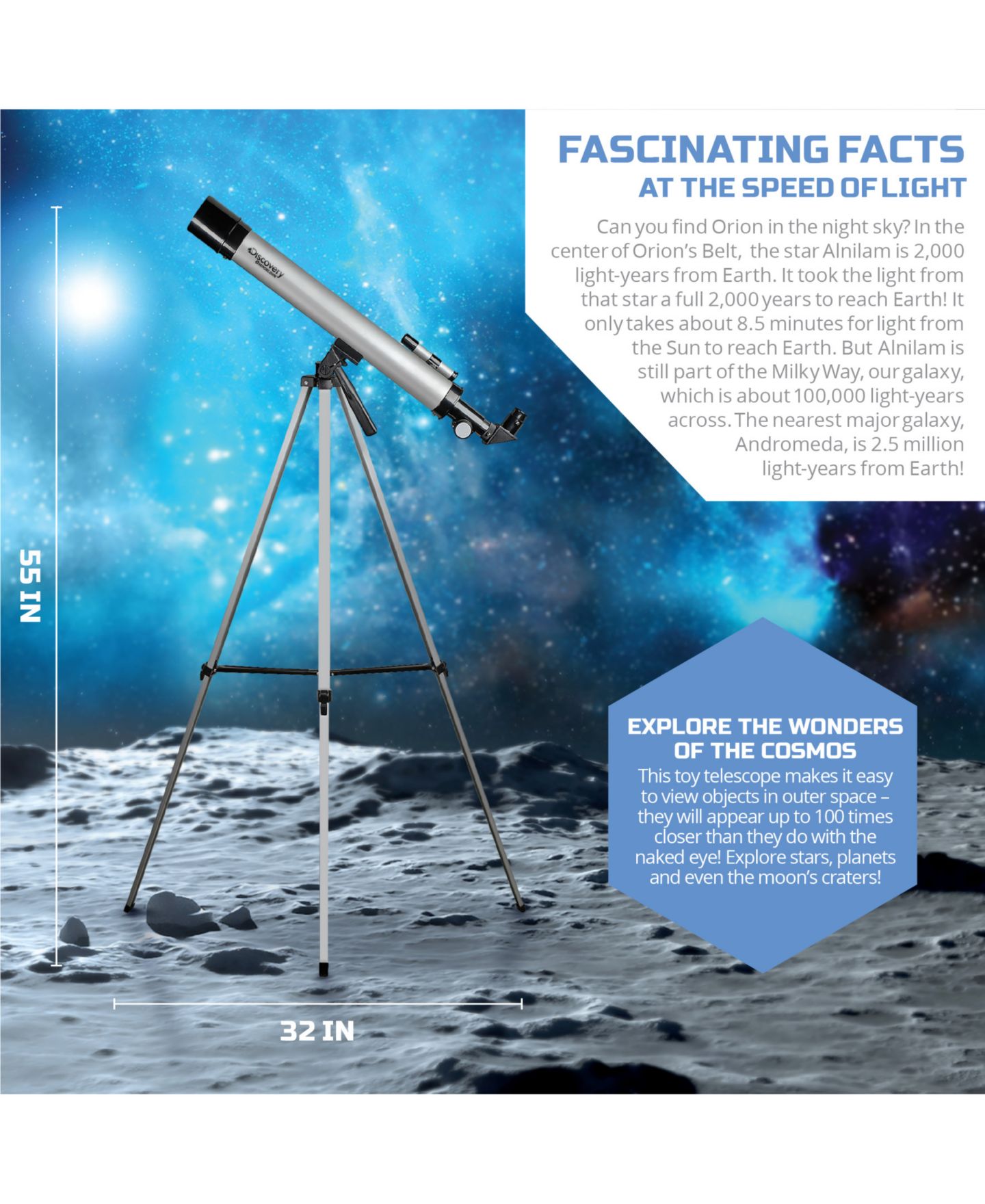 Детская игрушка Discovery #Mindblown Telescope with Tripod, 50X and 100X Lenses — фото 7