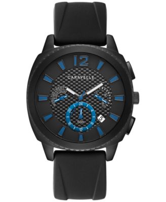 Caravelle - Men's Black Silicone Strap Watch 41mm