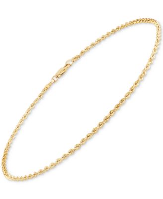 Glitter Rope Link Ankle Bracelet in 10k Gold