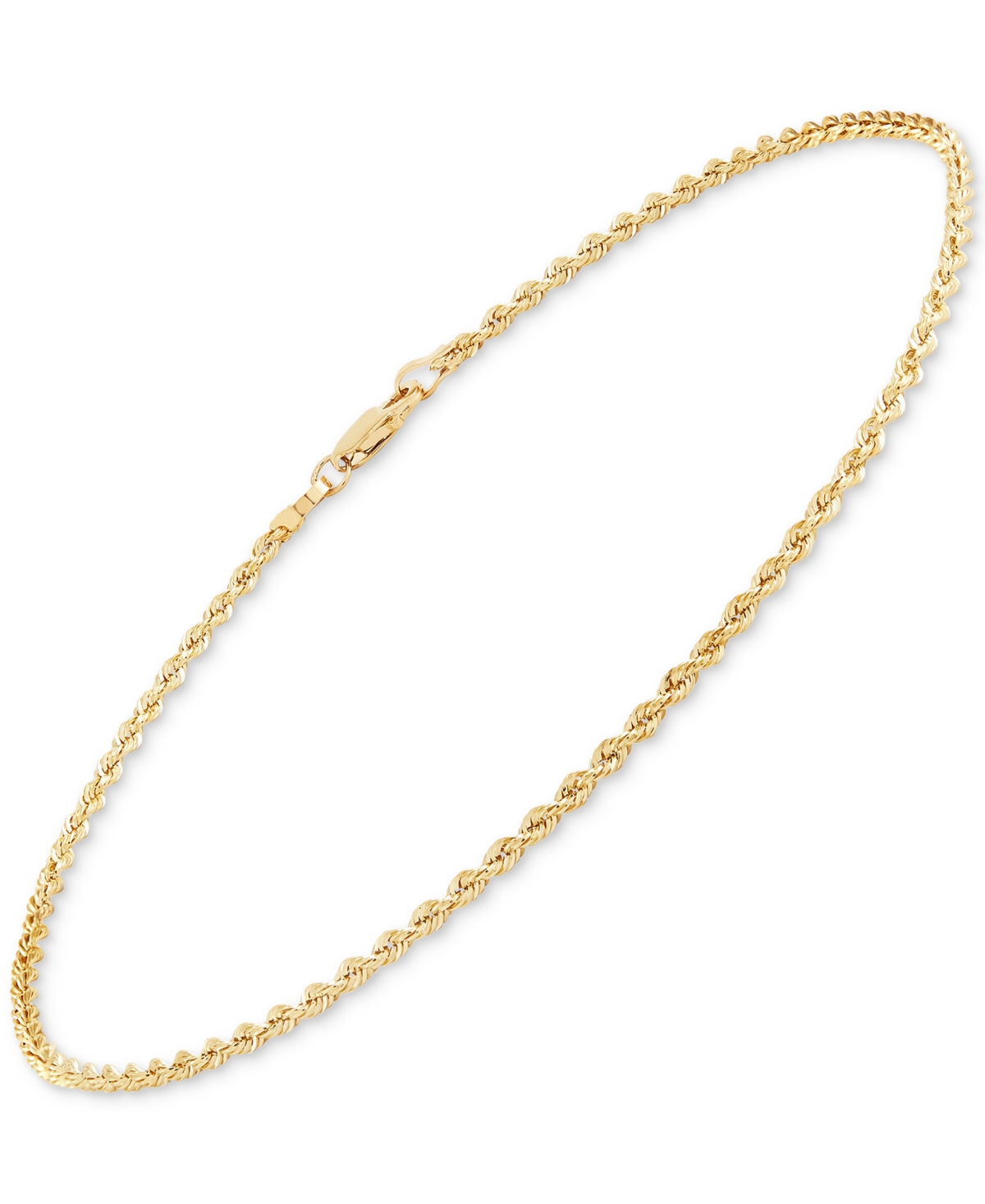 Glitter Rope Link Ankle Bracelet in 10k Gold - 10K Yellow Gold