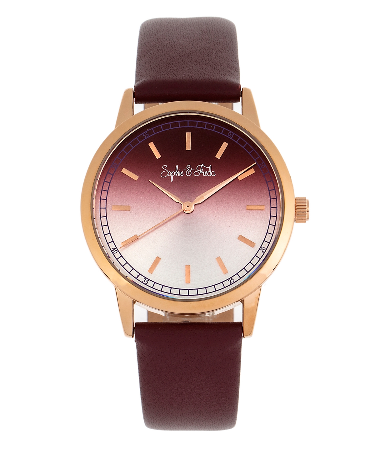 Sophie And Freda San Diego Black Or Purple Or Maroon Or Pink Leather Band Watch, 39mm In Red