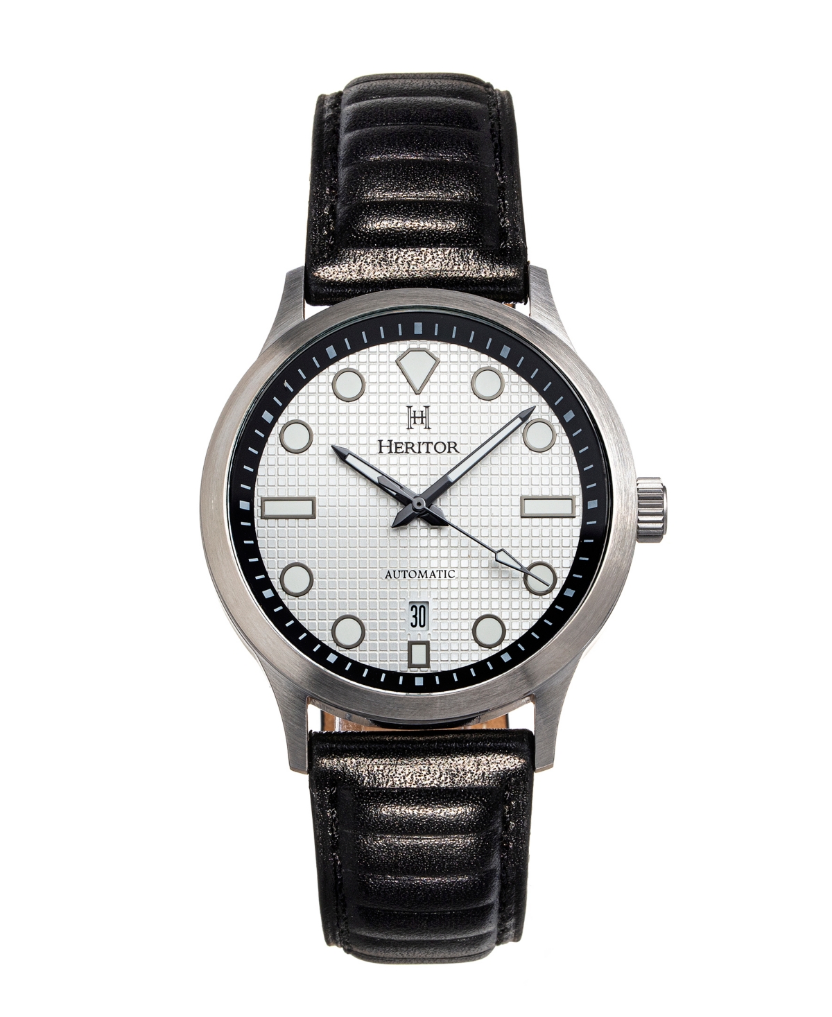 Heritor Automatic Bradford Black Genuine Leather Band Watch, 43mm