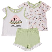Baby Girls Tops and Shorts, 3 Piece Set