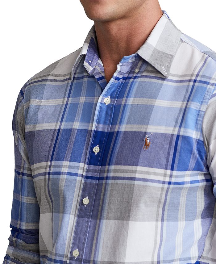Polo Ralph Lauren Men's ClassicFit Plaid Oxford Shirt Macy's