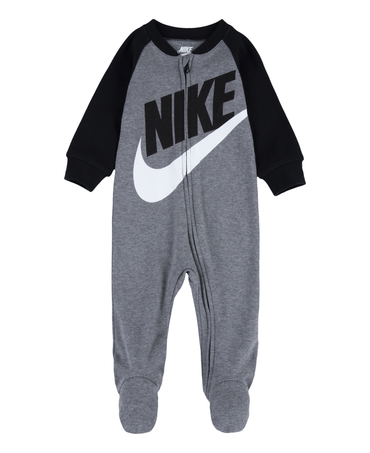 Nike Baby Boys Raglan Footed Coveralls In Carbon Heather