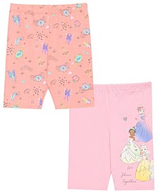 Little Girls Princesses Biker Shorts, Pack of 2