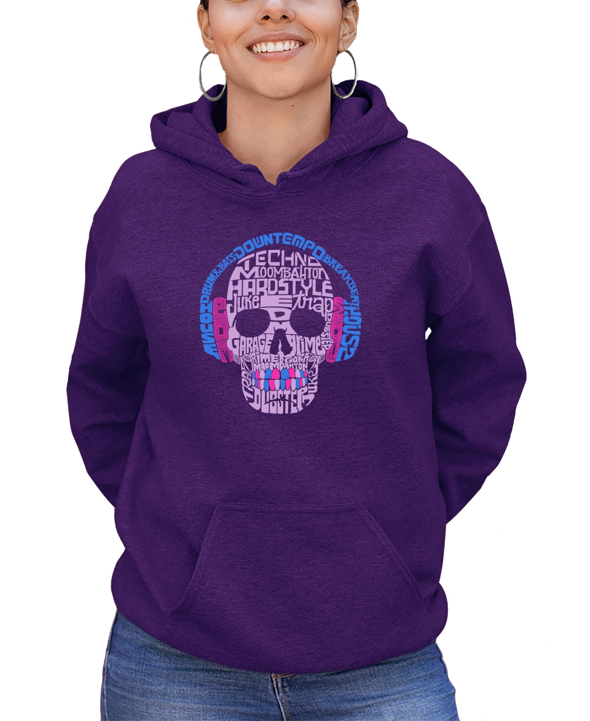 Women's Hooded Word Art Styles of Edm Music Sweatshirt Top