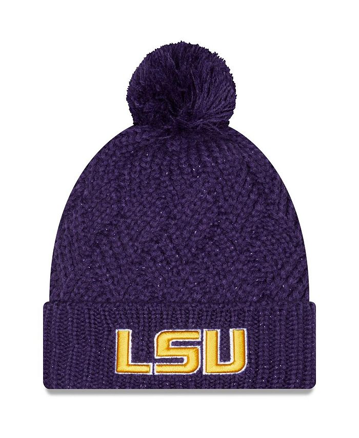 New Era Women's Purple Lsu Tigers Brisk Cuffed Knit Hat with Pom - Macy's