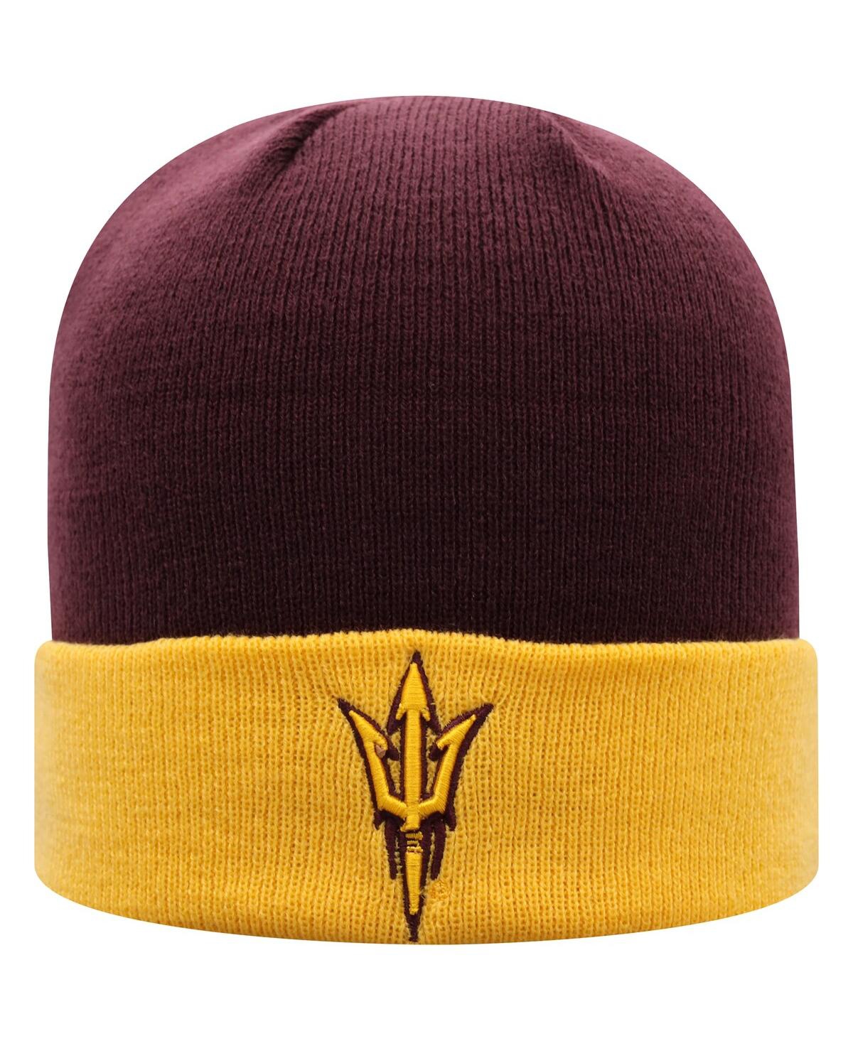 Top Of The World Men's  Maroon, Gold Arizona State Sun Devils Core 2-tone Cuffed Knit Hat In Maroon,gold