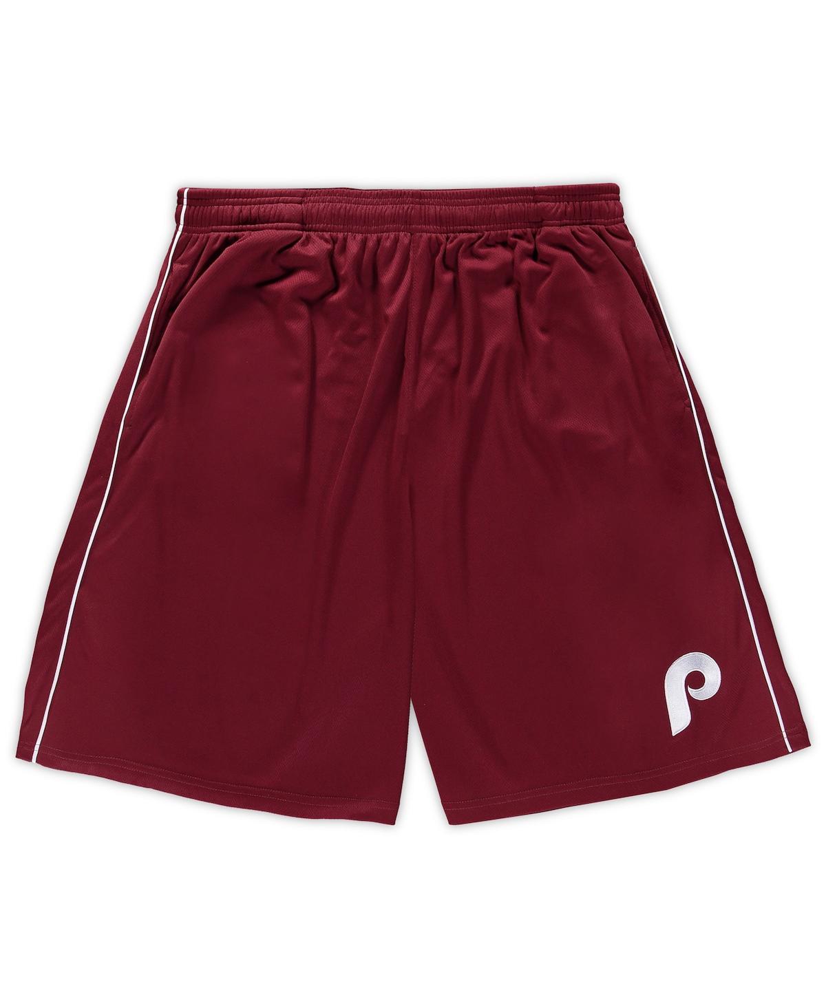 PROFILE MEN'S BURGUNDY PHILADELPHIA PHILLIES BIG AND TALL COOPERSTOWN COLLECTION MESH SHORTS