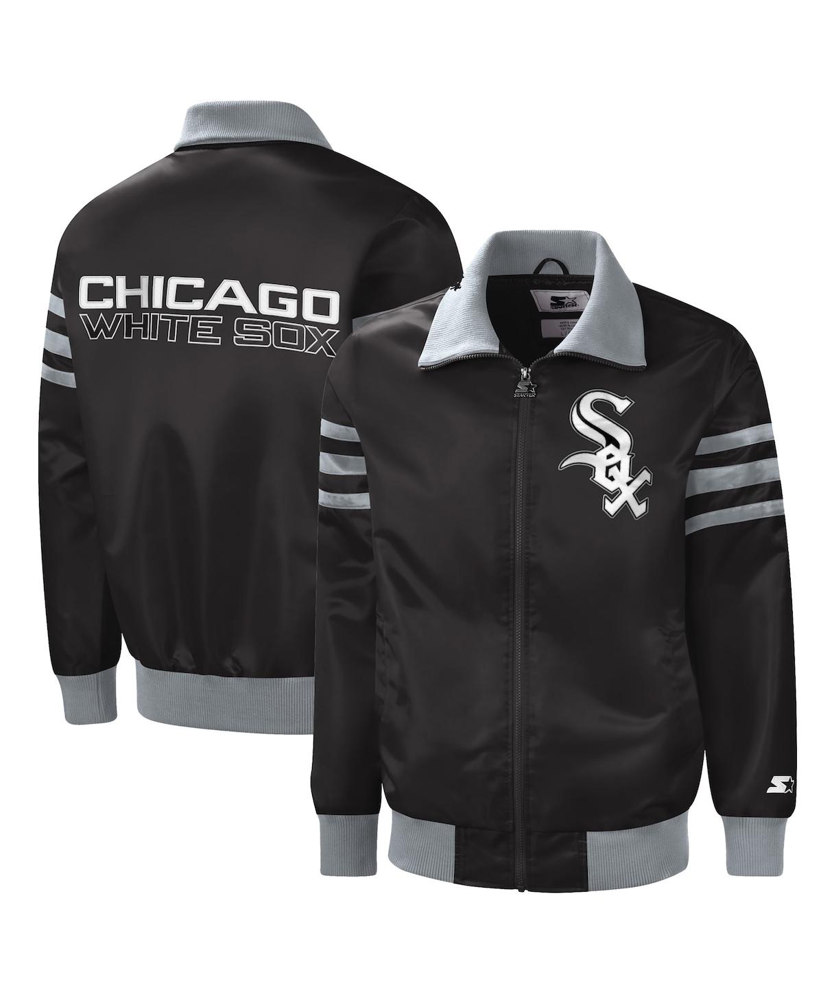 Starter Men's  Black Chicago White Sox The Captain Ii Full-zip Varsity Jacket