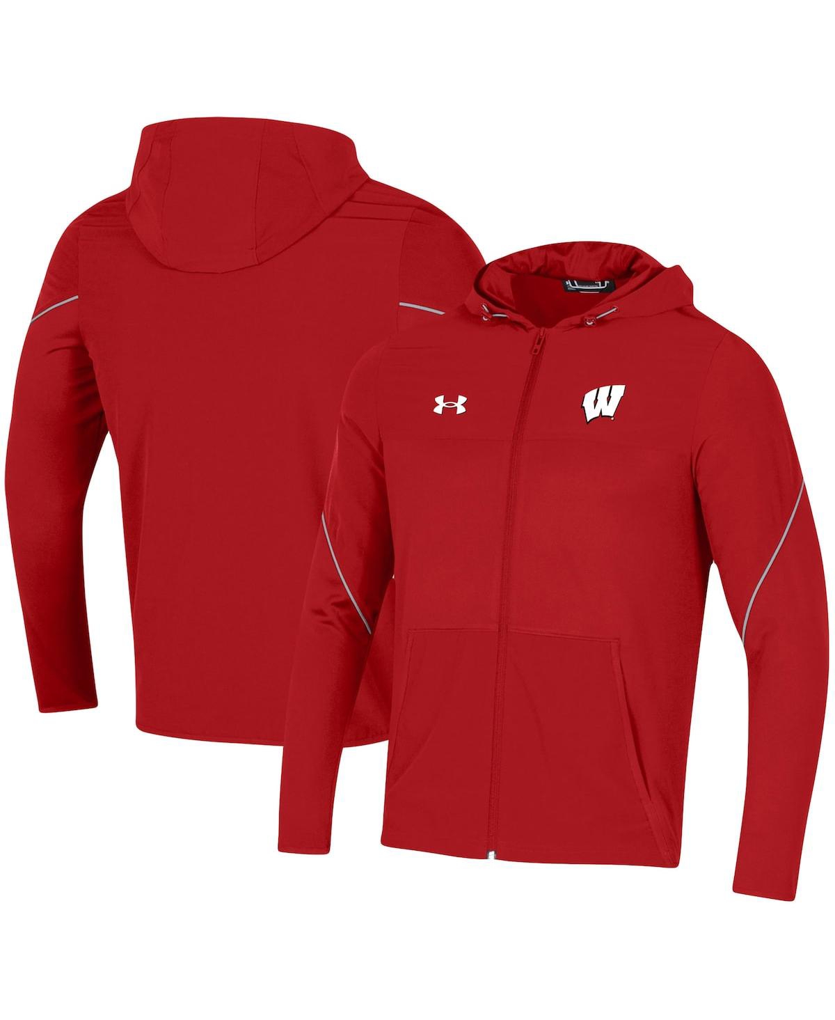 Shop Under Armour Men's  Red Wisconsin Badgers 2021 Sideline Warm-up Full-zip Hoodie