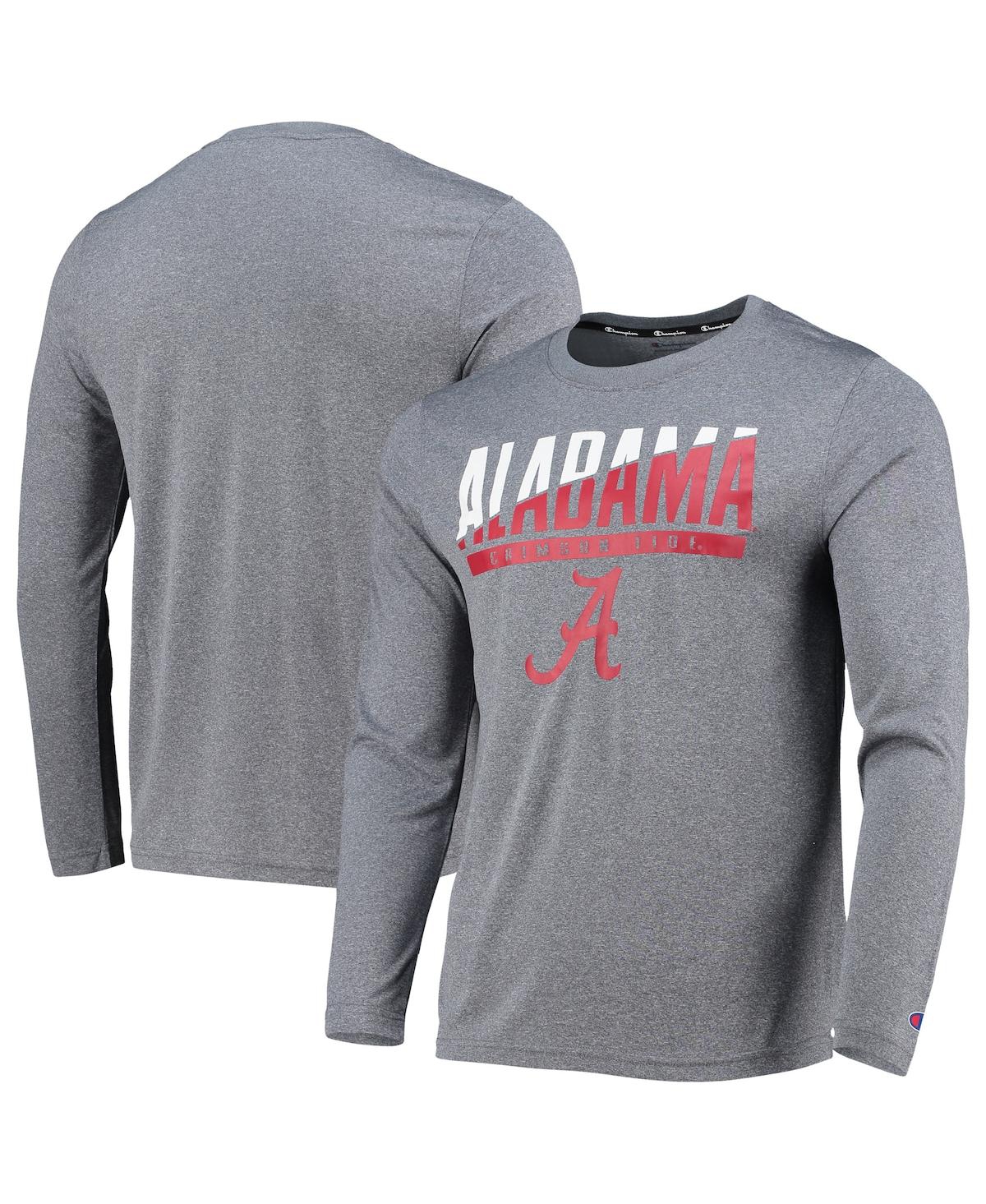 Men's Champion Gray Alabama Crimson Tide Wordmark Slash Long Sleeve T-shirt