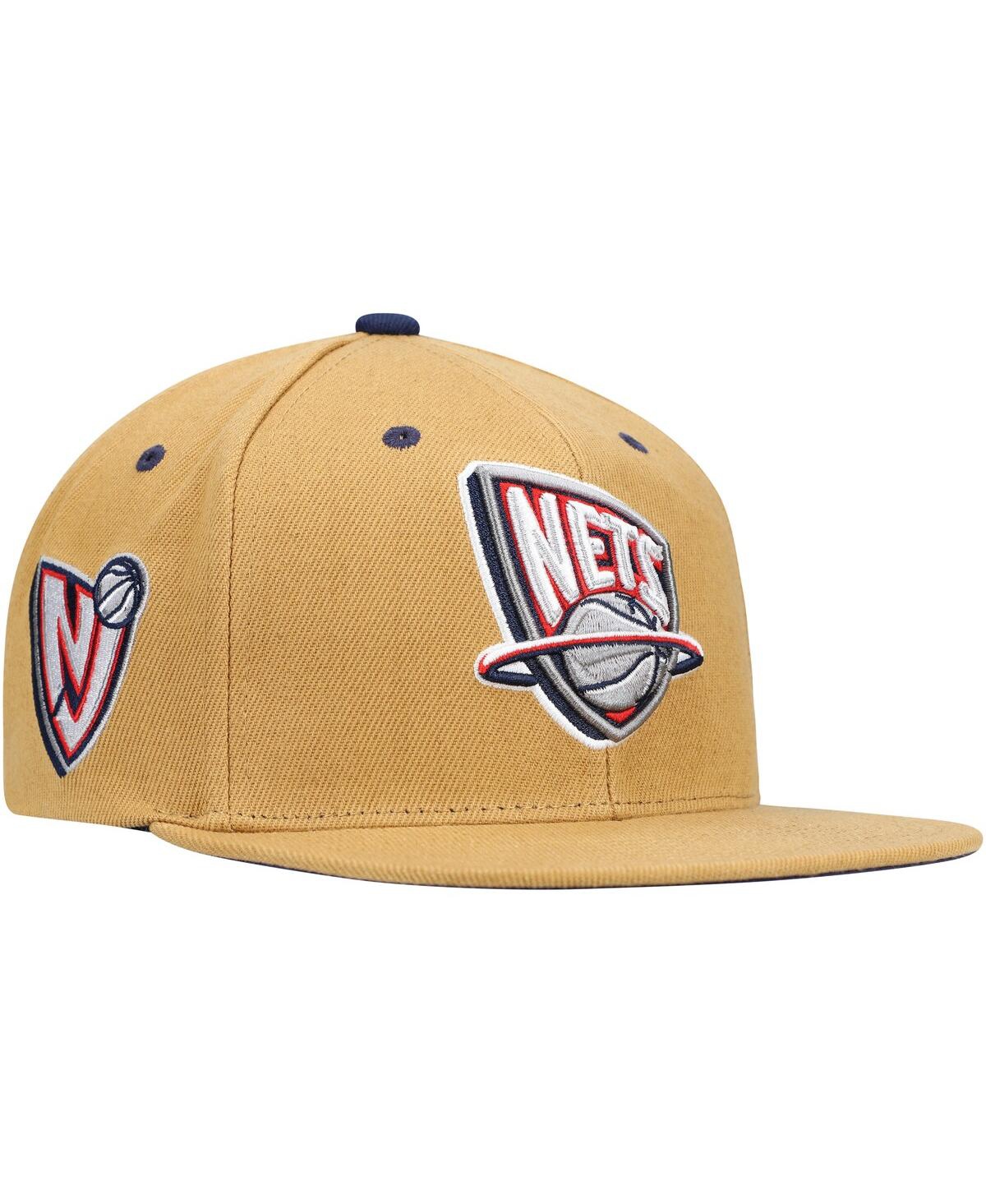 Mitchell & Ness Men's  Tan New Jersey Nets Hardwood Classics Wheat Snapback Hat In Tan