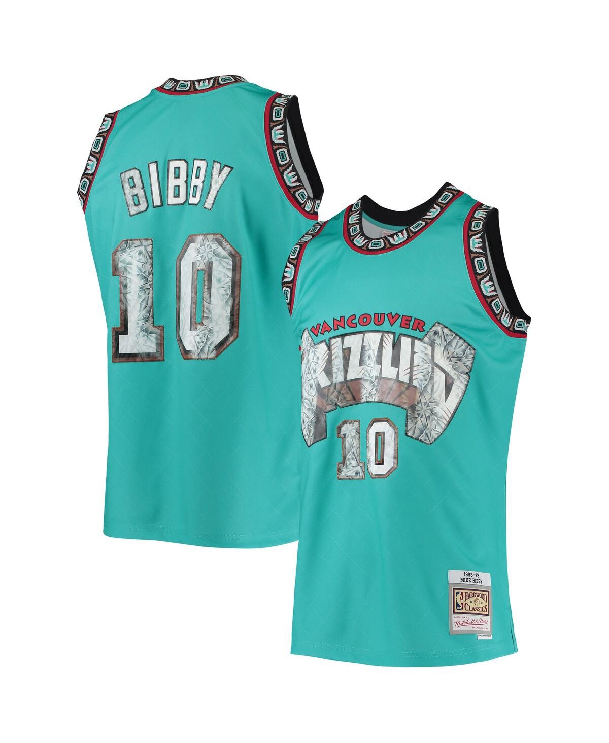Men's Mitchell & Ness Mike BibbyVancouver Grizzlies 1998-99 Hardwood Classics 75th Anniversary Diamond Swingman Jersey - Turquoise