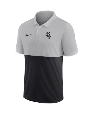 Men's Silver, Black Chicago White Sox Team Baseline Striped Performance Polo Shirt