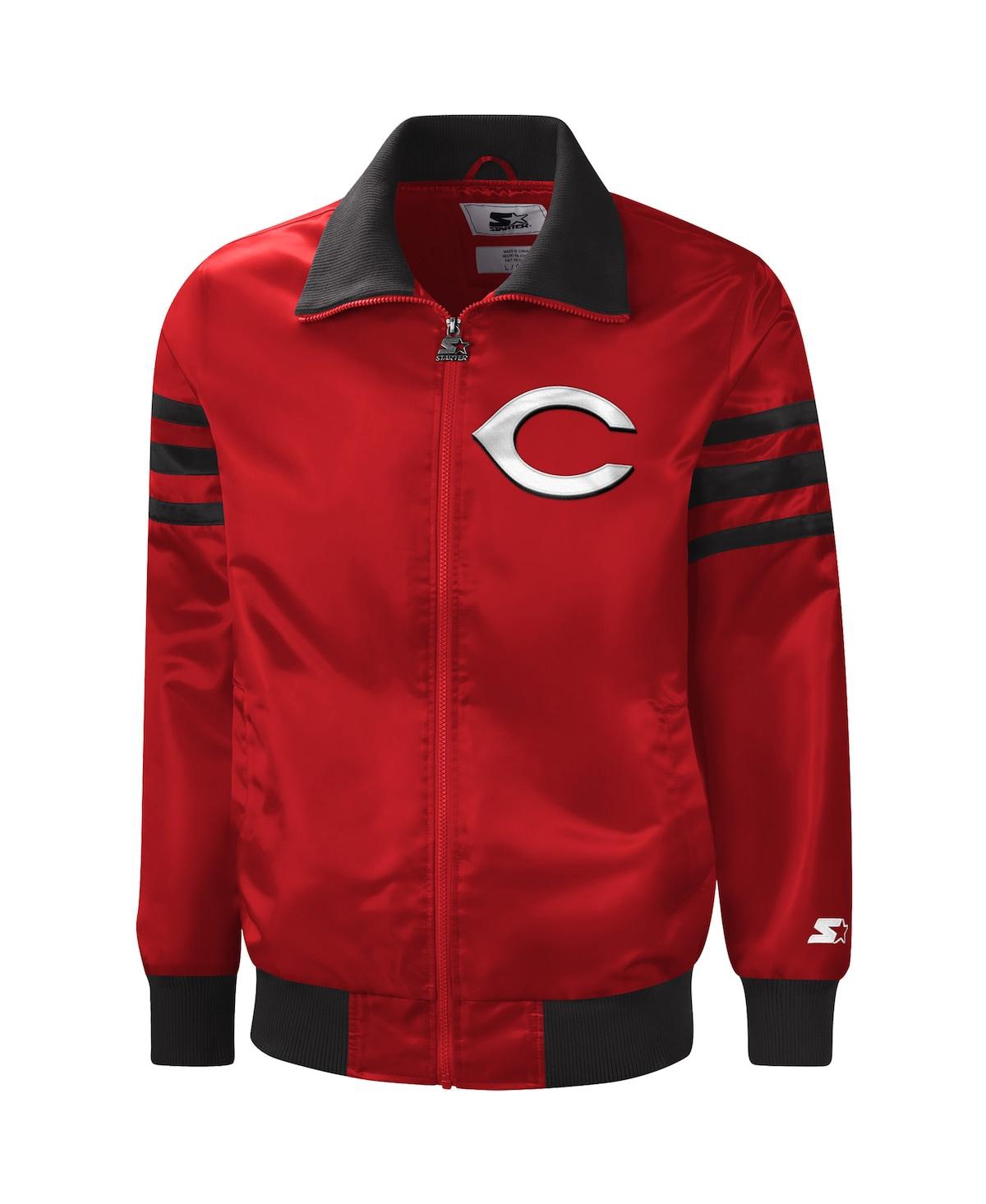 Shop Starter Men's  Red Cincinnati Reds The Captain Ii Full-zip Varsity Jacket