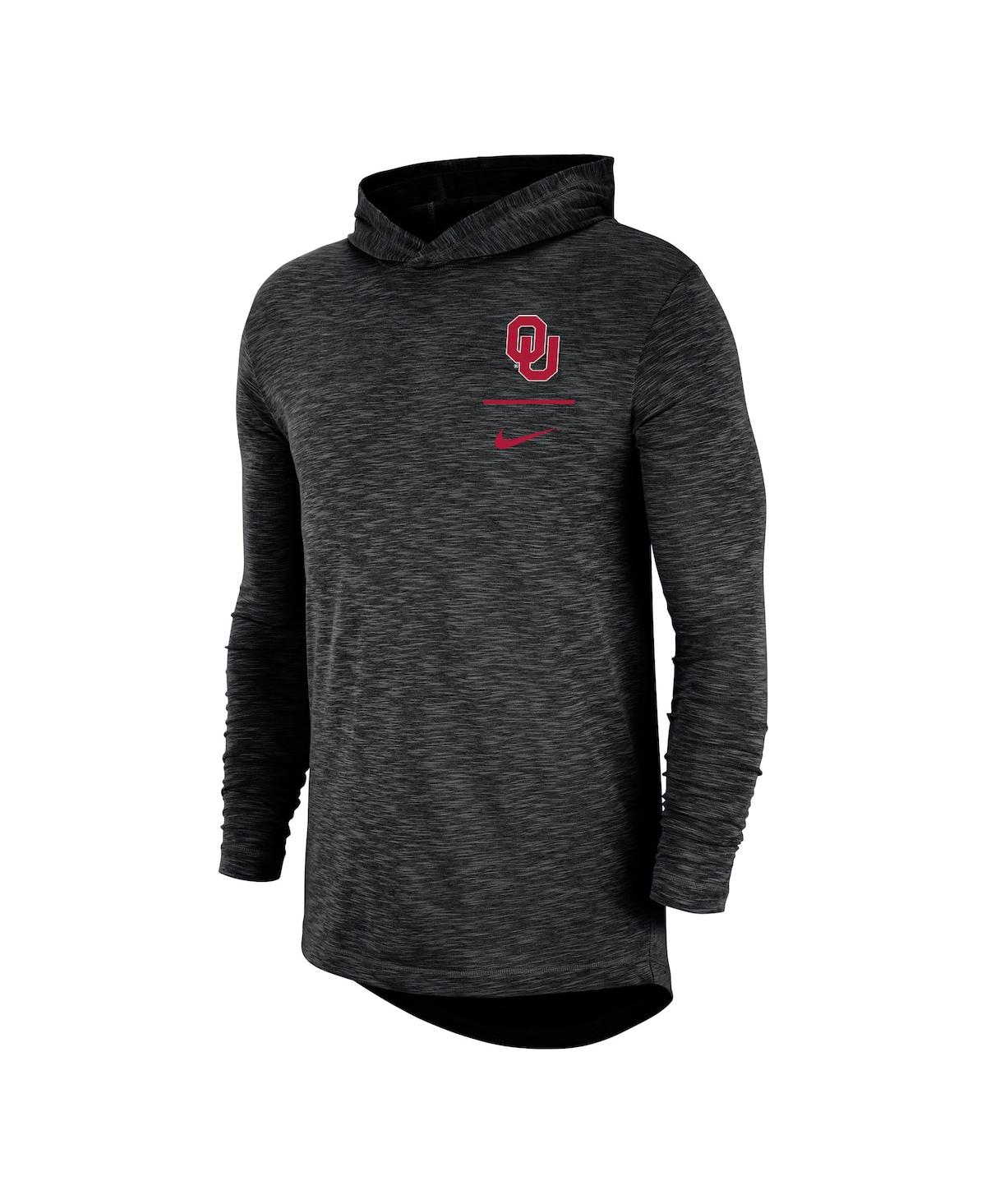 Shop Nike Men's  Black Oklahoma Sooners Slub Space-dye Performance Long Sleeve Hoodie T-shirt