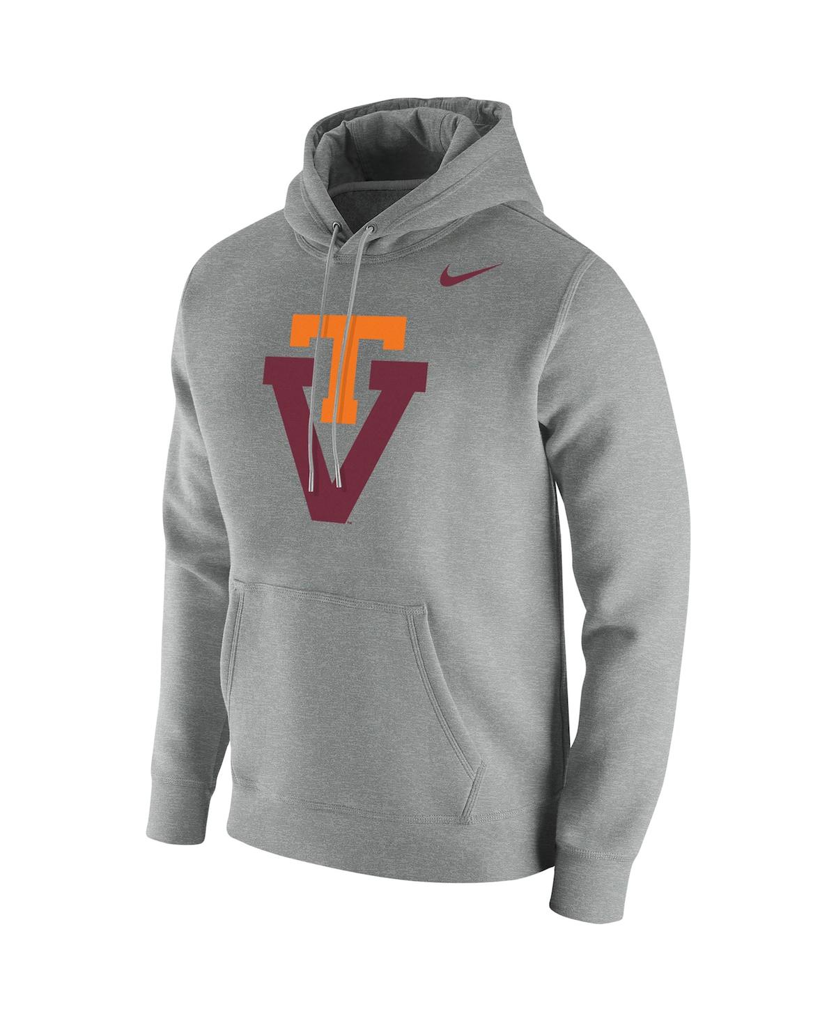 Shop Nike Men's  Heathered Gray Virginia Tech Hokies Vintage-like School Logo Pullover Hoodie