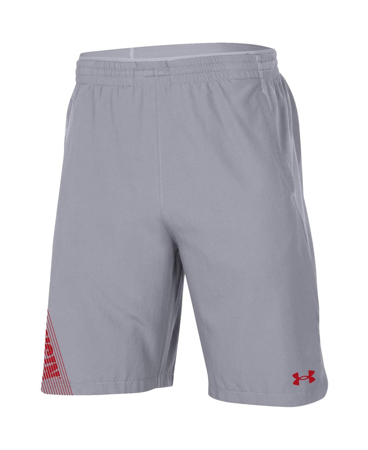 Shop Under Armour Men's  Gray Wisconsin Badgers 2021 Sideline Woven Shorts