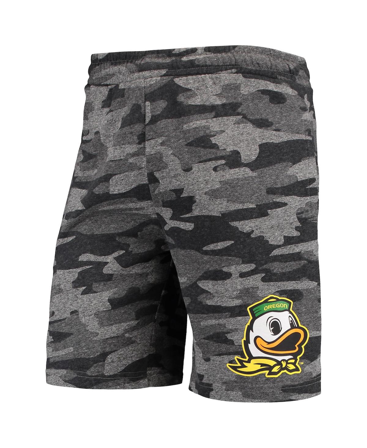 Concepts Sport Men's  Charcoal, Gray Oregon Ducks Camo Backup Terry Jam Lounge Shorts In Charcoal,gray