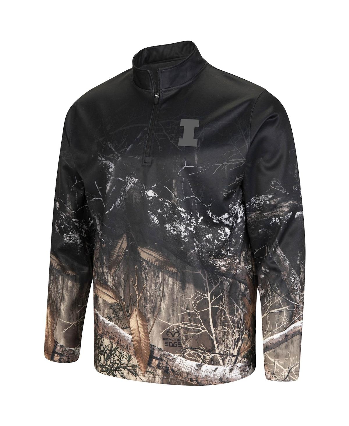 Men's Colosseumand Realtree Camo Illinois Fighting Illini Creek Quarter-Zip Jacket - Black, Realtree