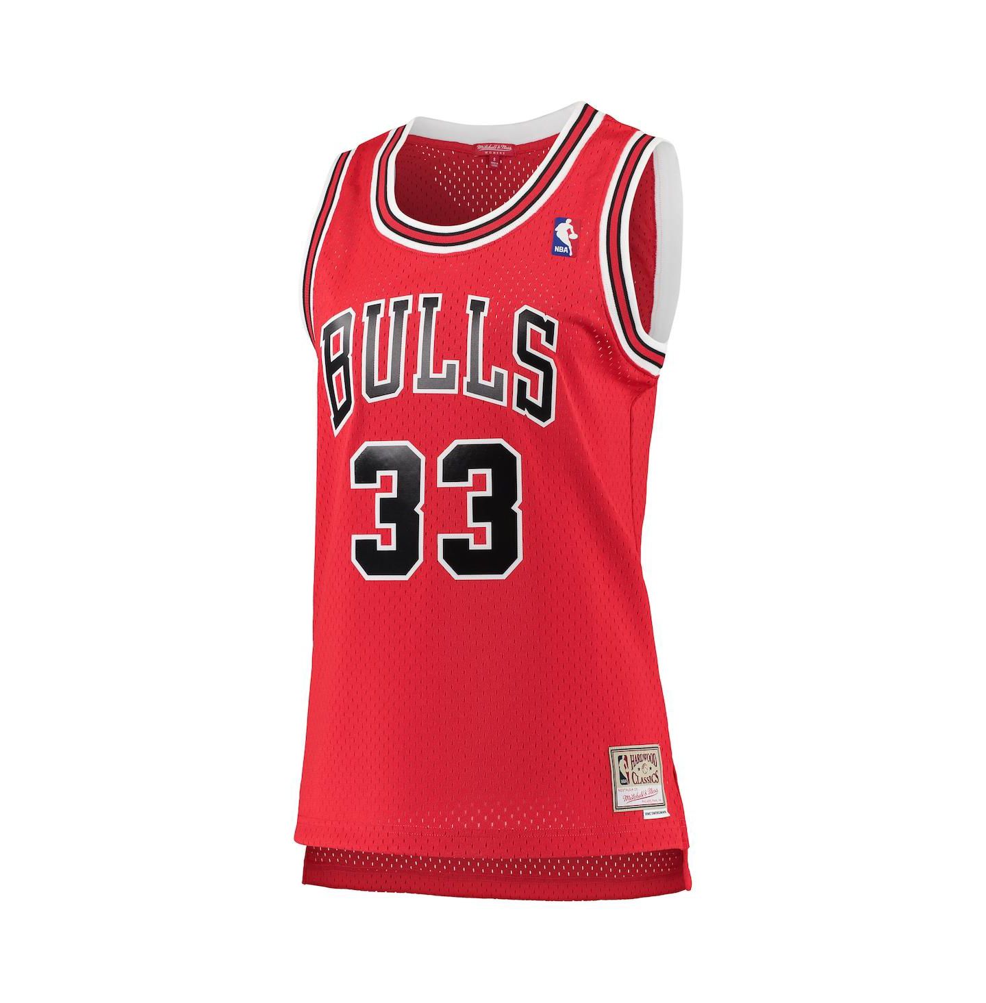 Женский топ Mitchell & Ness Scottie Pippen Red Chicago Bulls 1997-98 Hardwood Classics Swingman Jersey — фото 3