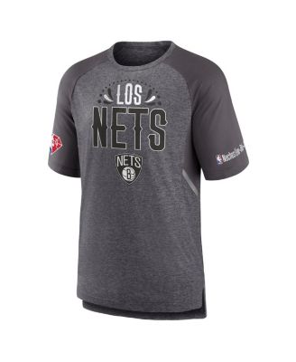 Men's Heathered Gray Brooklyn Nets 2022 Noches Ene-Be-A Core Shooting Raglan T-shirt