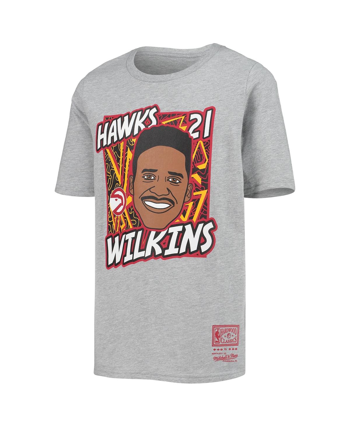 Big Boys Mitchell & Ness Dominique Wilkins Heathered Gray Atlanta Hawks Hardwood Classics King of the Court Player T-shirt