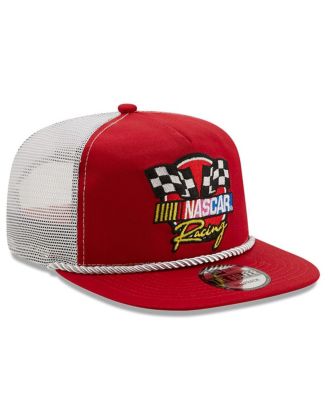 Men's Red, White Nascar Golfer Snapback Adjustable Hat